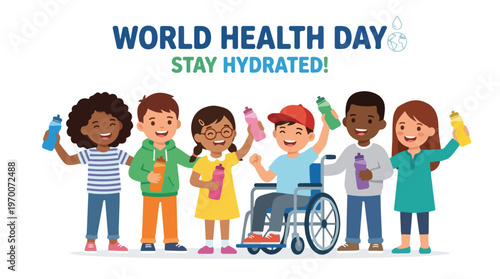 vector of children celebrating "World Healthy Day" 05