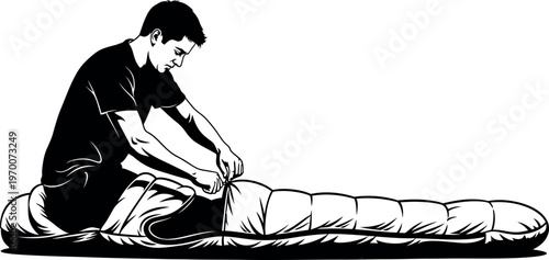 Silhouette of a person performing cpr on an adult