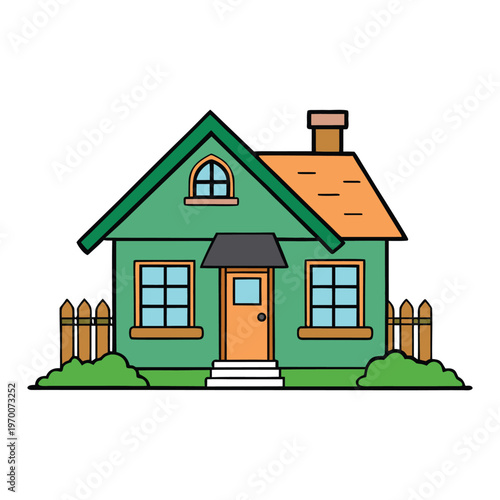 A weathered suburban cottage with faded paint, creaky wooden shutters, and a mossy roof, nestled among overgrown bushes, whispering stories of time, comfort, and quiet nostalgia.
