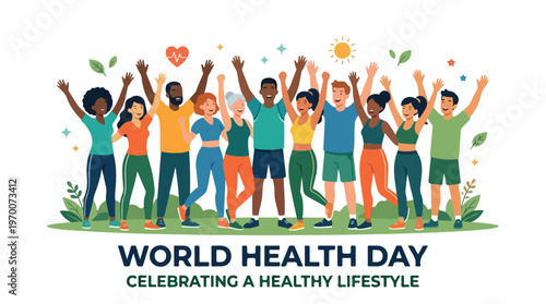 vector of people celebrating "World Healthy Day" 1