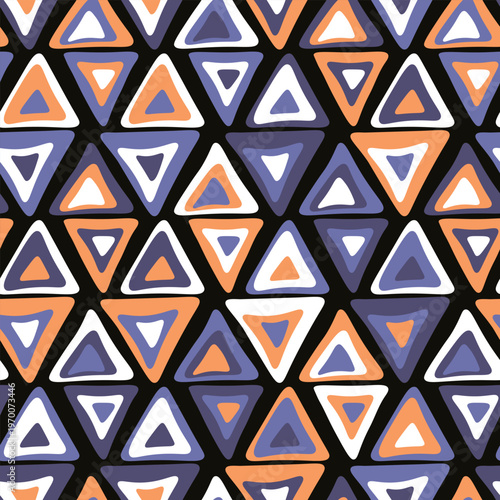 Seamless pattern with triangle decoranive art print. Polygonal rainbow mosaic background. Abstract vector illustration. Triangular graphic Simple pattern geometric design for fabric, wallpaper.