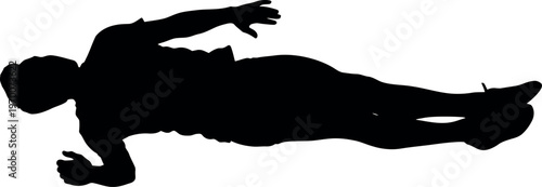 Silhouette of a man lying down on his side