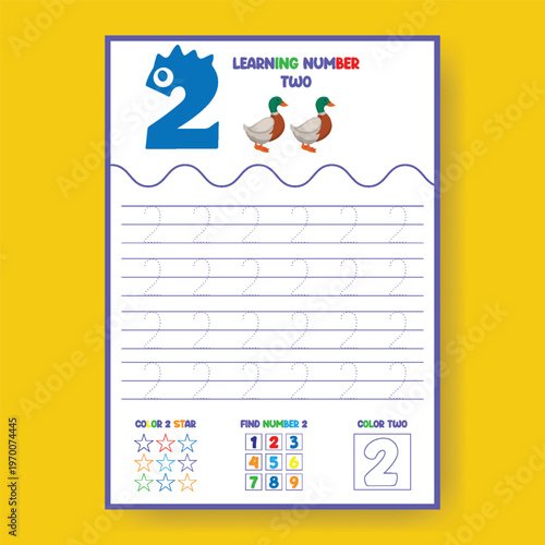 Learning number three tracing worksheet for preschool kids, vertical printable activity for kindergarten education, handwriting practice and learning skills