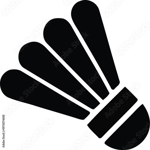 A black silhouette of a badminton shuttlecock against a white background