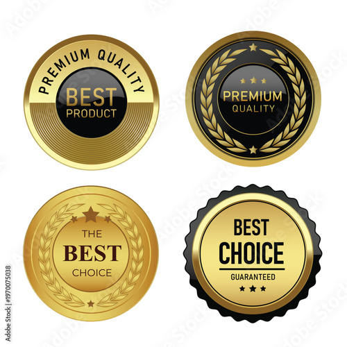 Set of Luxury Gold and Black Premium Quality Badges and Seals