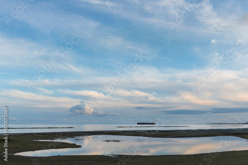Sea clouds and blue sky Oroklini Larnaca