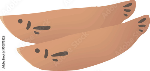 鮎菓子のフラットなベクターイラスト｜初夏の和菓子・かわいい魚型スイーツ素材（背景透過）