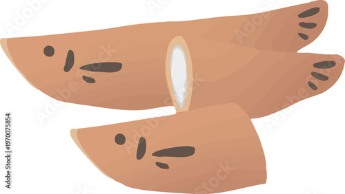 鮎菓子のフラットなベクターイラスト｜初夏の和菓子・かわいい魚型スイーツ素材（背景透過）