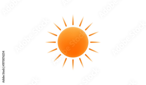 Realistic sunshine icon vector with glowing orange sun rays isolated for weather forecast and climate app design