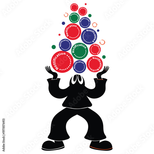 solid-black-silhouette-of-a-person-trying-to-balan isolated on White Background