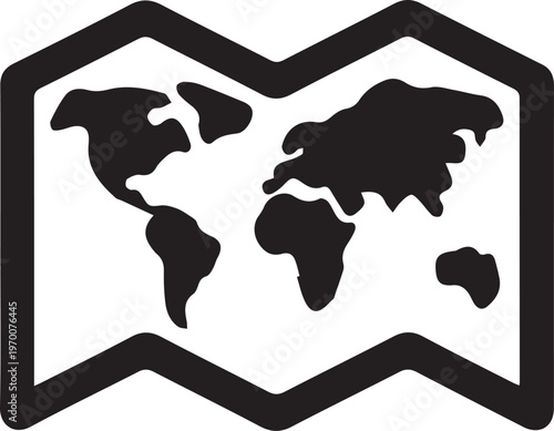 World Map Icon Minimal Line Style