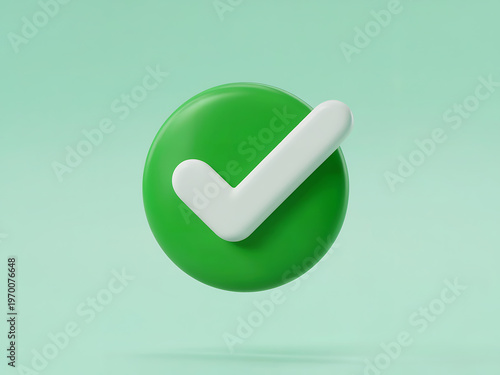 A green circle with a white checkmark on a light green background