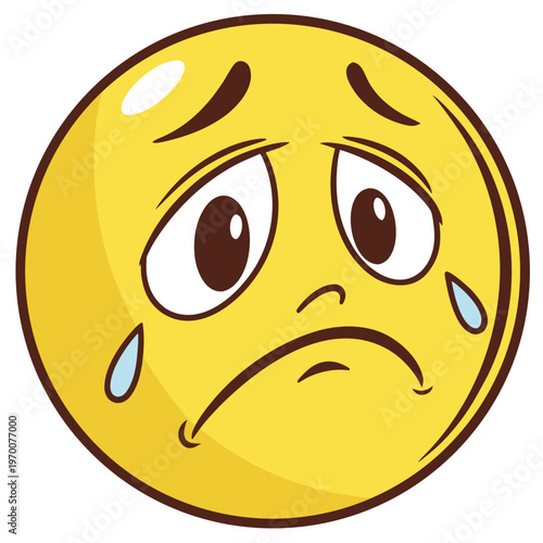 Sad emoji face flat style icon vector design