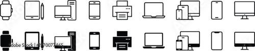 Collection of electronic device icons a technological overview