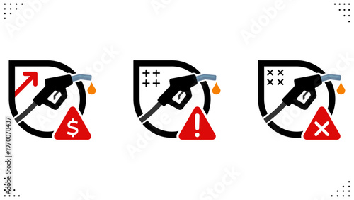 Oil and Petrol Crisis Concept. Rising Fuel Prices, Energy Market Inflation, Crude Oil Price Alert . Icons Vector