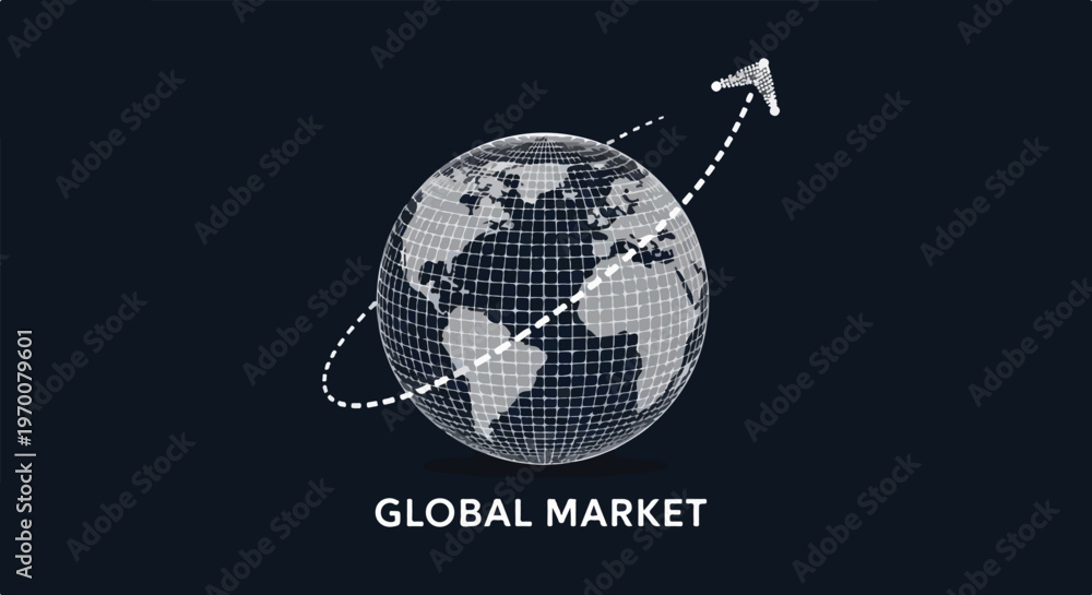 Obraz premium Global Startup Globe with Rising Arrow Showing Development