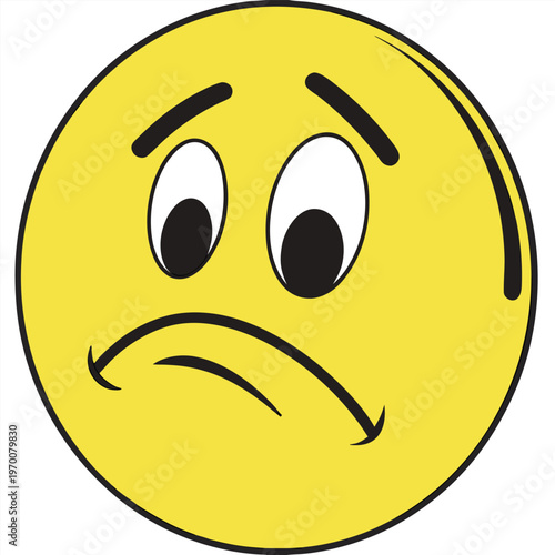 Sad emoji face flat style icon vector design