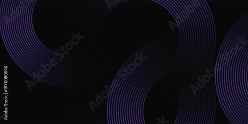 Abstract Bold Dark Violet Curved Lines Intersecting on Black Background vector eps10