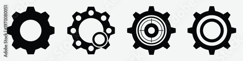  Collocation of mechanical gear wheels and settings icon set for UI design. setting icons set. growth optimization icon with silhouette style. vector illustration.
