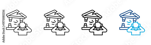 Bankruptcy Icon Different Style Outline Collection Set Vector Illustration