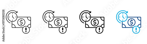 Late Payment Icon Different Style Outline Collection Set Vector Illustration