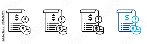 Overdue Bill Icon Different Style Outline Collection Set Vector Illustration