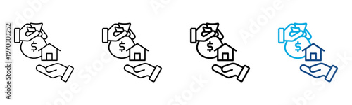Mortgage Loan Icon Different Style Outline Collection Set Vector Illustration