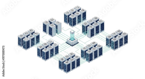 Isometric Data Center Network Infrastructure with Server Clusters and Cloud Computing Core