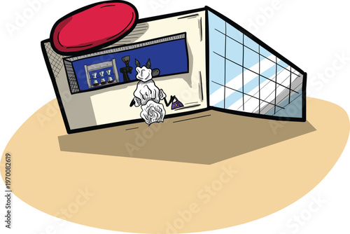 Cafe shop with sheep ordering