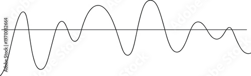 Audio waveform with baseline isolated on white background dynamic sound signal vector illustration frequency amplitude variation abstract music design element