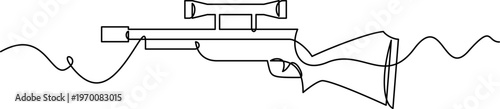 one line art Air Rifle vector illustration. line art, one continuous line, simple, hand drawn and sketch style. for icons, symbols, signs or logos. PNG
