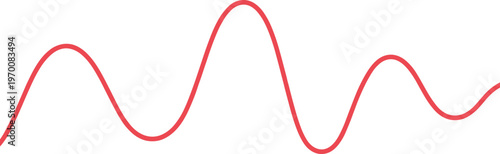 Dynamic red waveform curve isolated on white background smooth flowing line vector illustration audio signal frequency abstract design element