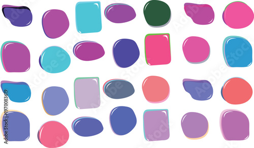 Set of colorful abstract speech bubbles and rounded shapes for design elements