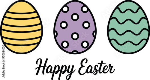 Delightful Happy Easter Greeting with Pastel Decorated Eggs for Spring Festivities