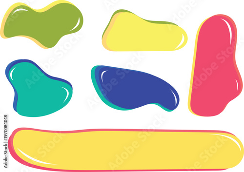 Set of abstract liquid shapes, colorful organic blobs, fluid design elements for graphic design, banners, and web decorations