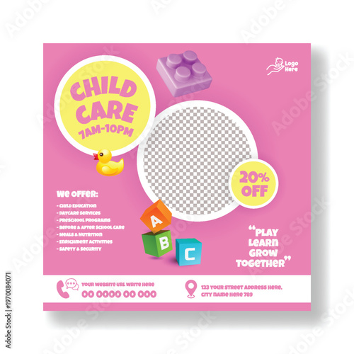 Professional Nanny and Babysitter Social Media Promo Template for Trusted Childcare Services, Minimal Clean Square Flyer Banner Ad Design for Baby Care Advertising and Marketing Campaign