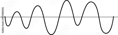Sine wave oscillation with baseline isolated on white background audio signal waveform vector illustration frequency abstract line design element