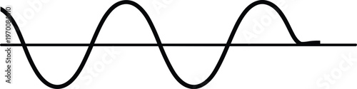 Sine wave with baseline isolated on white background audio signal waveform vector illustration frequency oscillation minimal design element