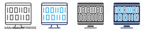 machine code icon set multi concept