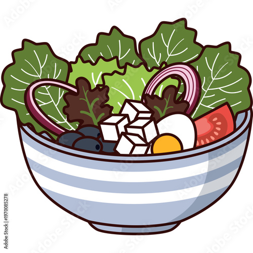 Bowl of Salad Illustration