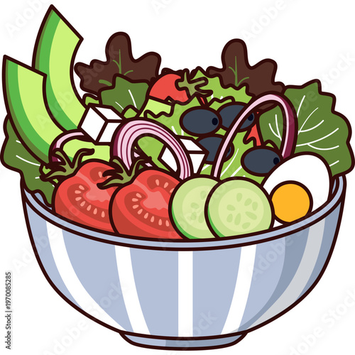 Bowl of Salad Illustration