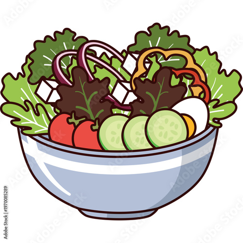 Bowl of Salad Illustration