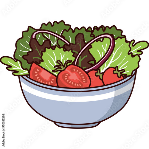 Bowl of Salad Illustration