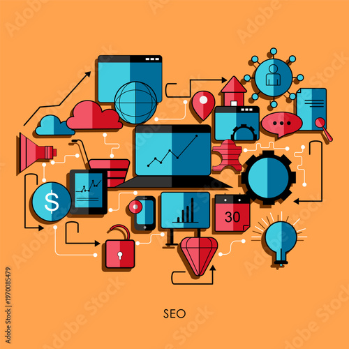 Search Optimization Concept Vector Illustration – Website Ranking, Traffic Growth, Analytics Dashboard, Online Visibility Design