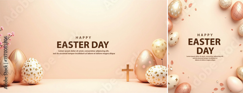 Elegant Easter day background, Decorative happy easter day background for website, social media template