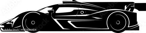 Black sports car, racing car, vector illustration, side view, sleek design