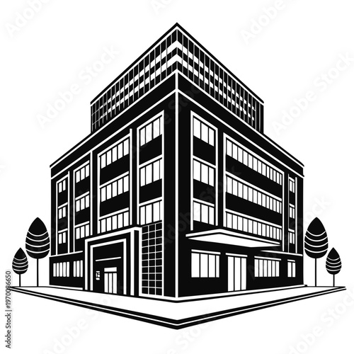 modern coworking office building silhouette flexible workspace vector icon