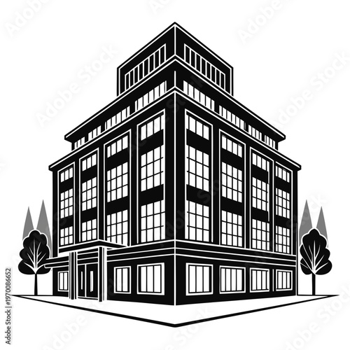 modern coworking office building silhouette flexible workspace vector icon
