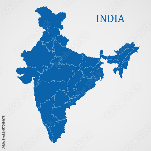 India Political Map Vector – State Boundaries, Administrative Regions, Detailed Geography Illustration