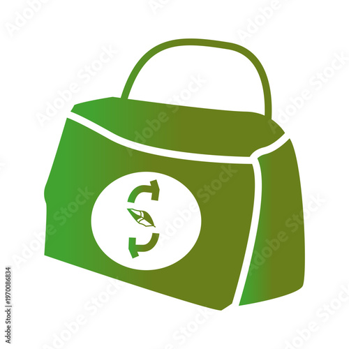 green eco bag leaf gradient style icon illustration vector